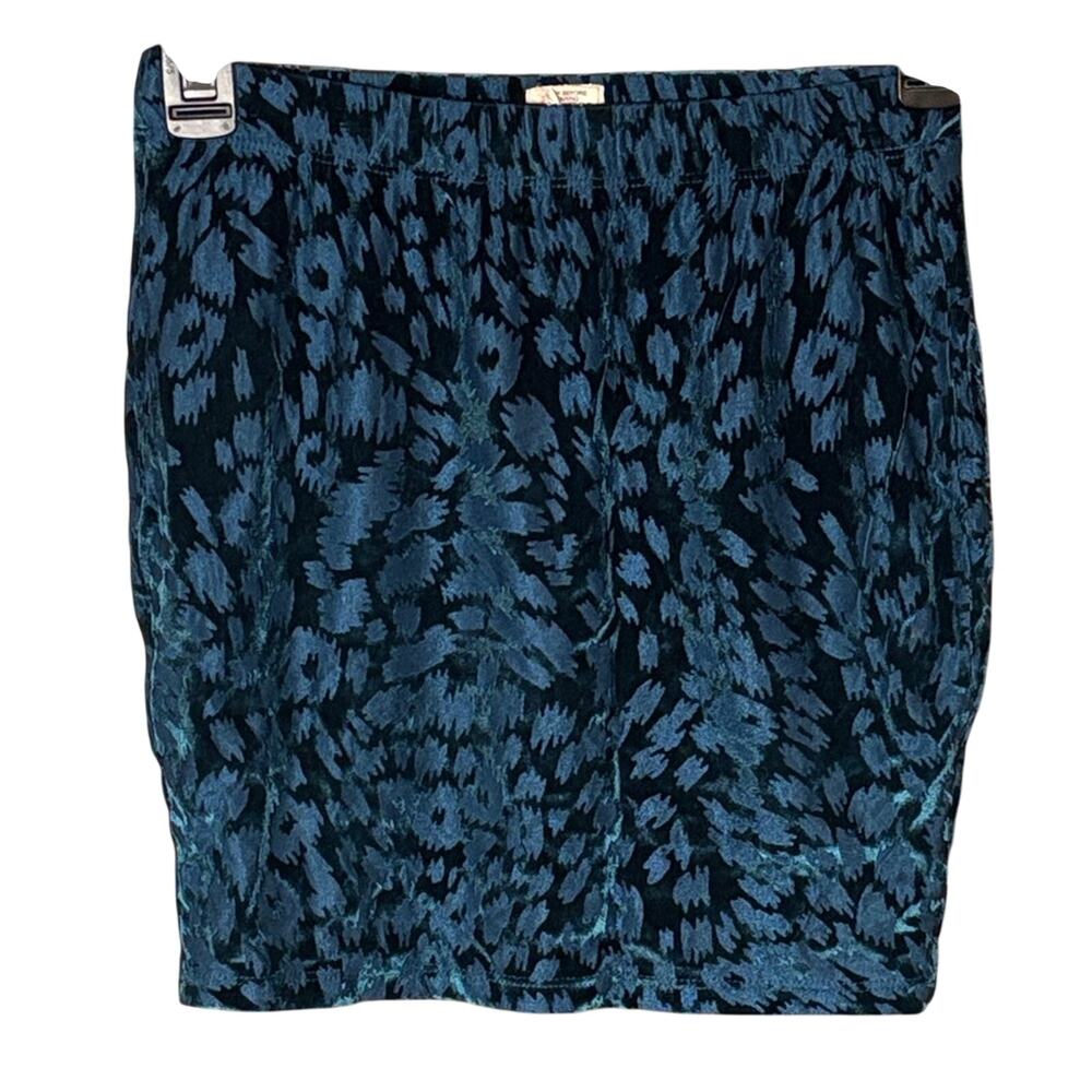 Mudd Juniors Velvet Burnout Mini Skirt XS Teal Black Stretch Pull On